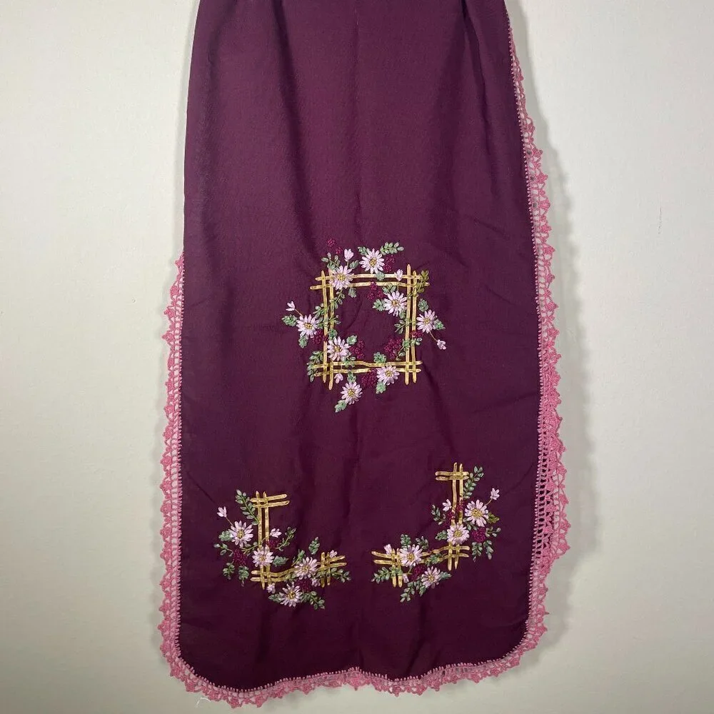 Handmade Crochet & Ribbon Floral Mauve Pink Table Runner 66